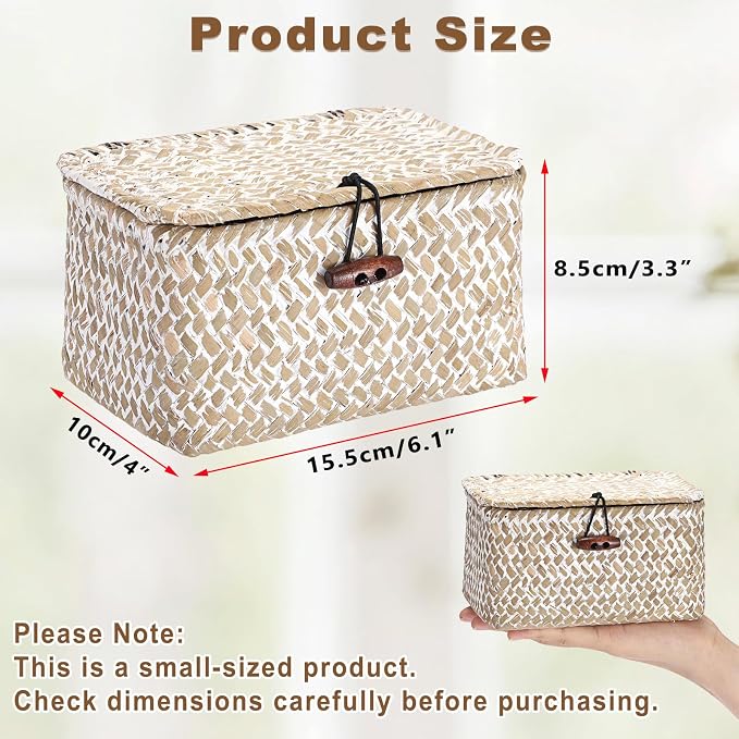 Hipiwe Wicker Shelf Basket Mini Seagrass Basket - Image 3