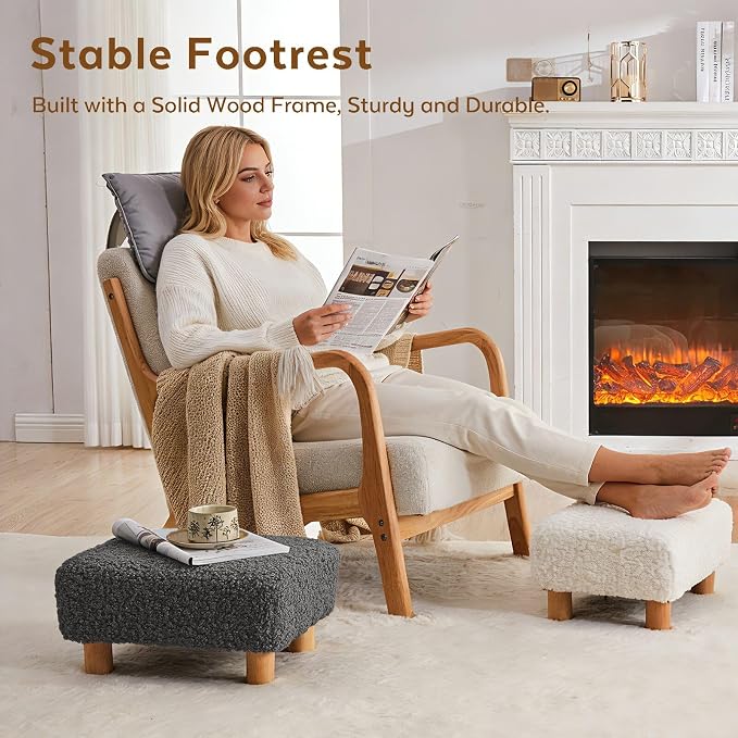 Small Foot Stool Ottoman, Sherpa Footstool Ottoman Foot Rest - Image 7