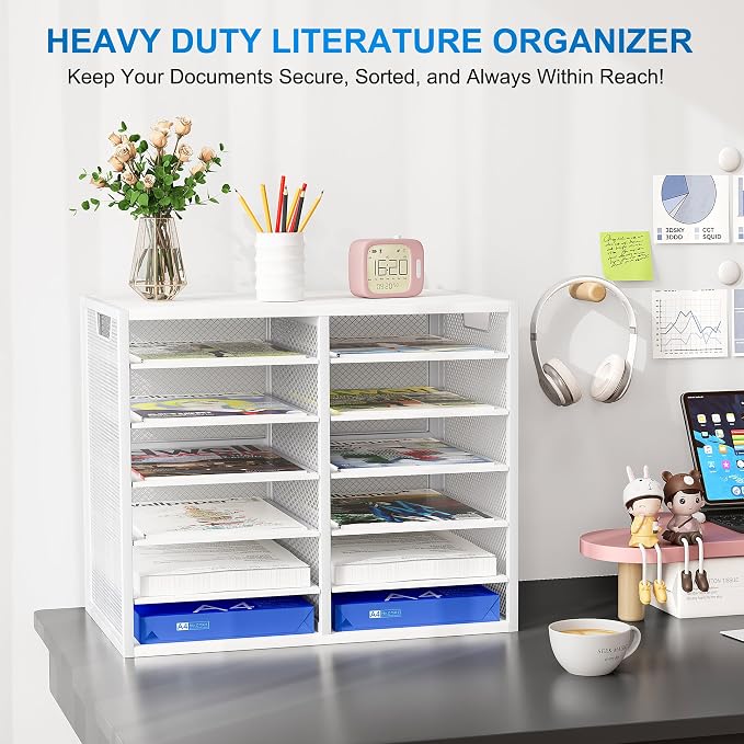 Mail Sorter for Desk, Countertop Literature Organizer, Student Mailbox for - Image 2