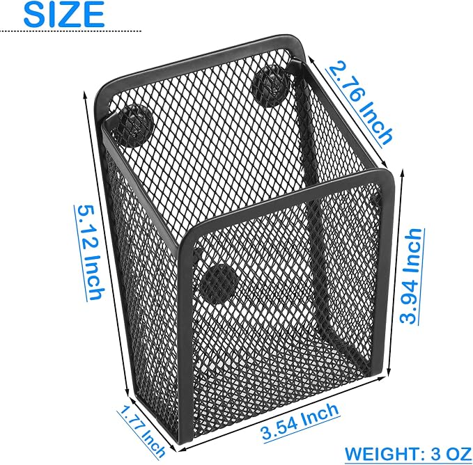 Magnetic Pencil Holder, Mesh Stainless Steel Pen Basket, Metal Writing Utensil - Image 6