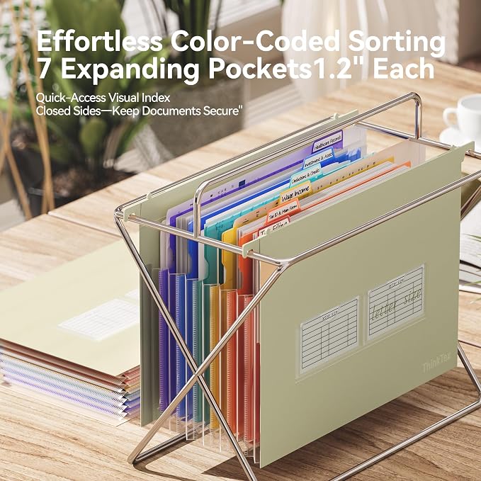 ThinkTex Plastic Expanding Hanging File Folders, 7 Innovative 1.2" Accordion - Image 4