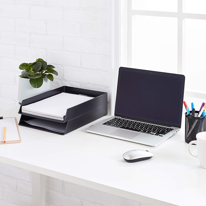 Amazon Basics Rectangular Plastic Desk Organizer, Letter Tray - Image 5