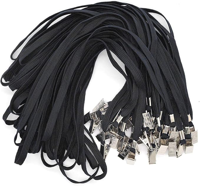 Bird Fiy 50 Pcs Cotton Lanyards Bulldog Clip 32-inch Flat Braid Neck Lanyard by BirdFiy