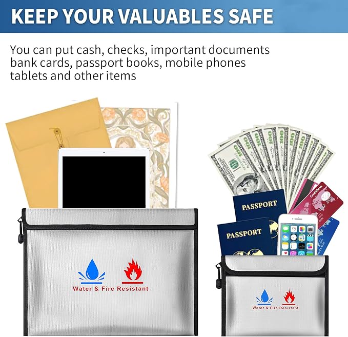 Fire-resistant document pouches, including a set of fire-resistant wallet - Image 5