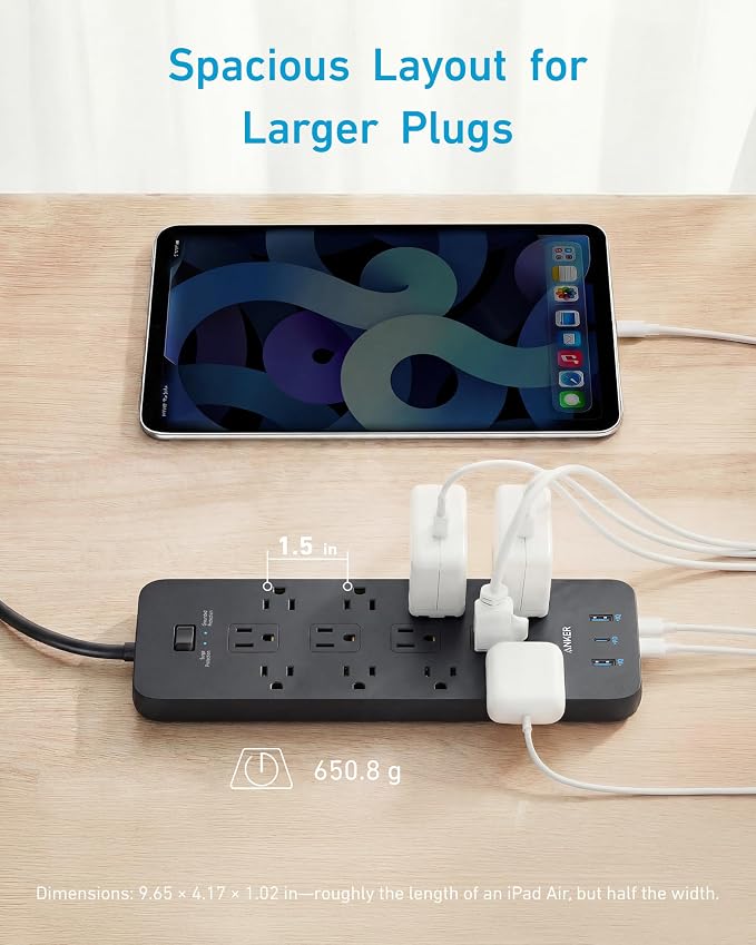 Anker Power Strip with 2100J Surge Protector, Outlet Extender, 5ft Extension - Image 5
