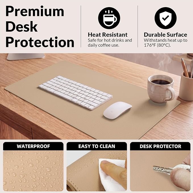 AFIING Cork Desk Mat, Dark Apricot, 35.4" x 17", Desk Pad Protector | - Image 5