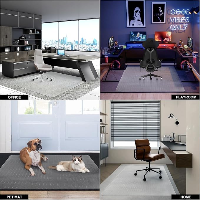 Office Chair Mat for Carpet Floors, Sturdy PVC Computer Chair Mats Anti-Slip - Image 6