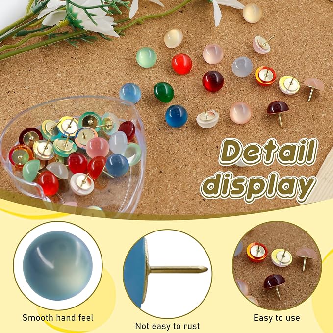 40 Pack Cat's Eye Decorative Push Pins, Thumb Tacks - Image 3