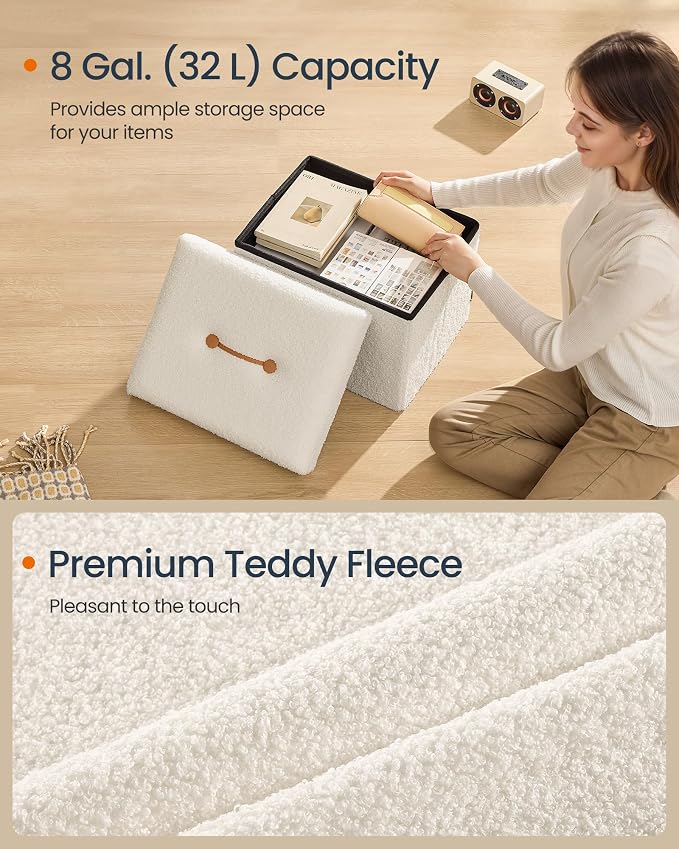 SONGMICS Small Folding Storage Ottoman, Foot Rest Stool, 12.2 x 16.1 x 12.2 - Image 5