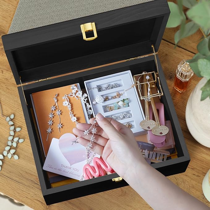 DRASTAR Large Wooden Keepsake Box, Decorative Storage Box - Image 5