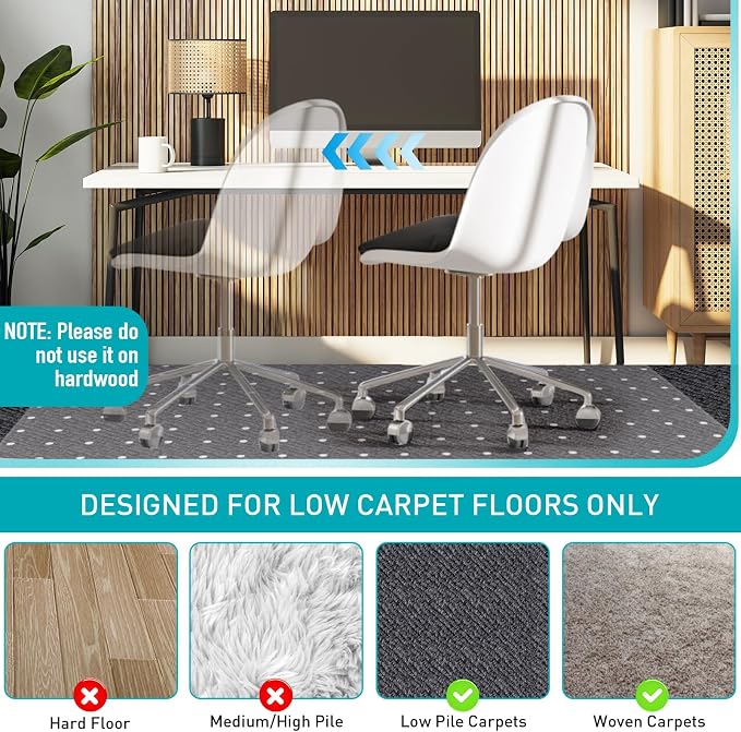 Office Chair Mat for Carpet: 48"x36" Clear Desk Chair Mat for Carpet Floor - Image 5