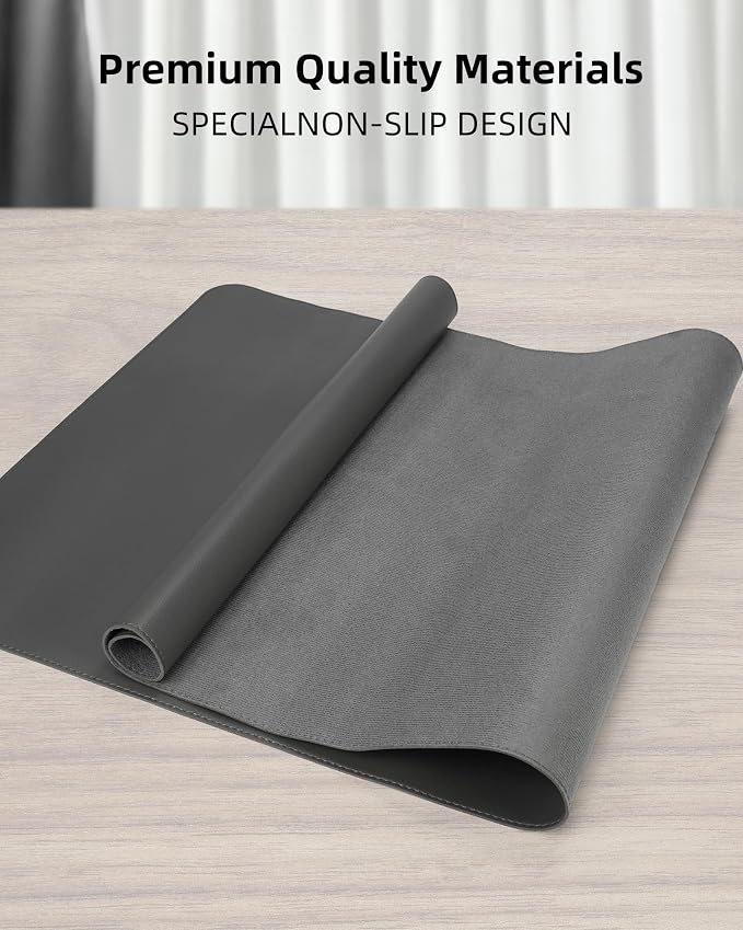 Leather Desk Pad Protector- 48" x 17" Office Desk Mat, Non-Slip PU Leather - Image 2