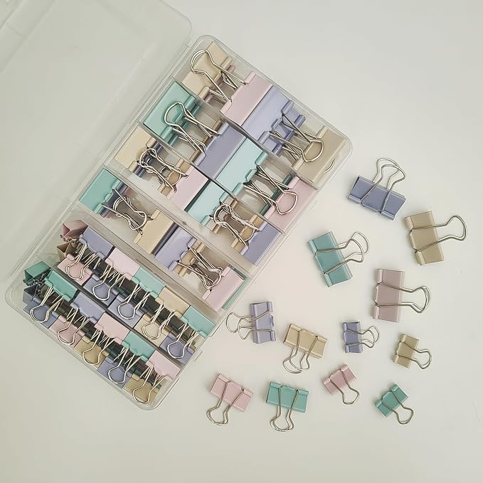 76 Pcs Colored Binder Clips Paper Clamps Assorted Sizes Small Medium Large - Image 3
