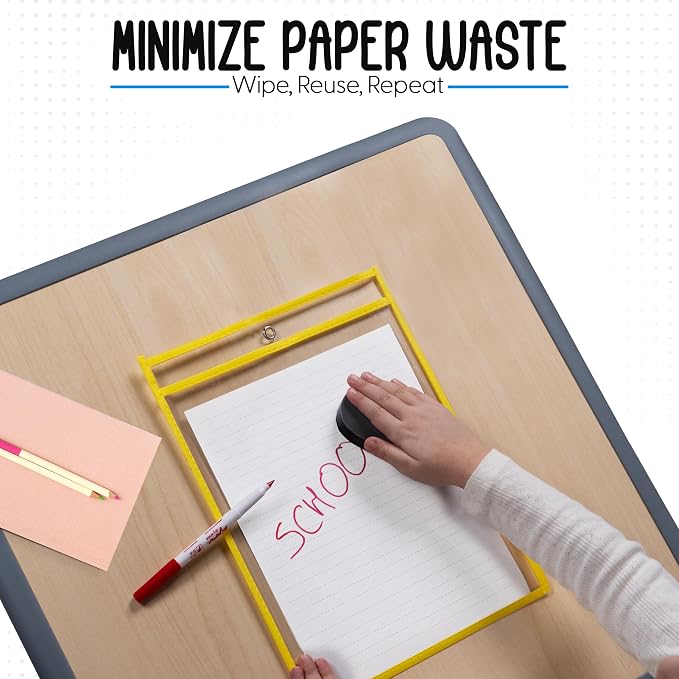 Essex Wares - 6 Pack, Dry Erase Pocket Document Protectors, Water-Resistant & - Image 3