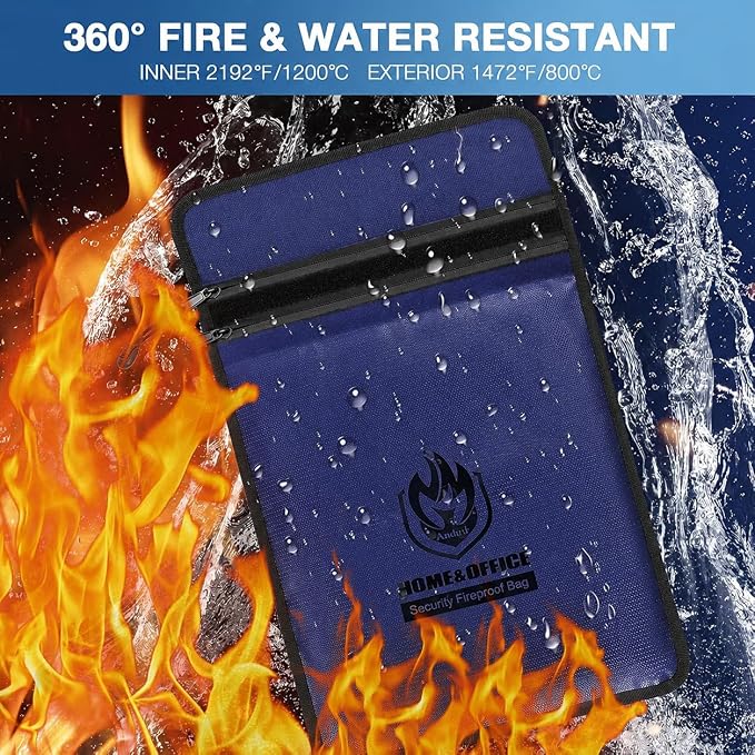 Upgraded Two Pockets Fireproof Document Bag, andyer 15”x 11”Waterproof - Image 3