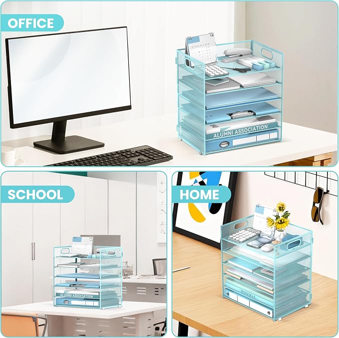 Daltack 6 Tier Paper Organizer for Desk, Paper Letter Tray Organizer for Desks - Image 6