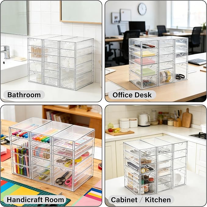 Prsildan 15 Drawers Teacher Toolbox Acrylic Containers, Pens Markers Stickers - Image 5