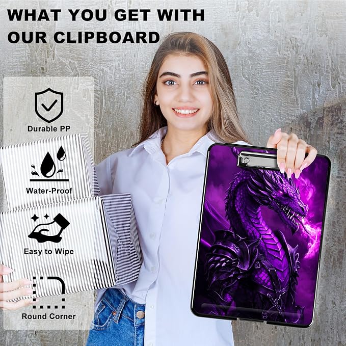 Purple Flaming Dragon A4 Clipboard - Image 2