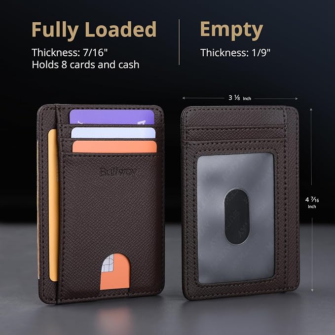 Buffway Slim Minimalist Front Pocket RFID Blocking Leather Wallets - Image 5