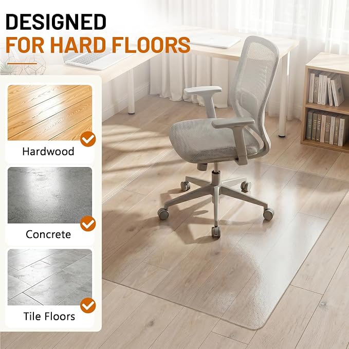 Office Chair Mat for Hardwood Floors 48" x 60", Heavy Duty Plastic Chair Mat - Image 4