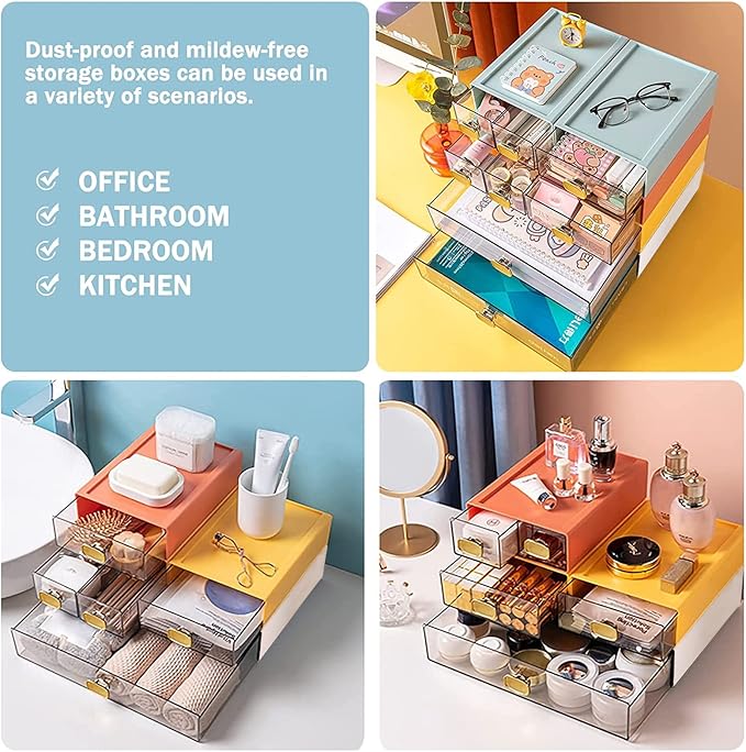 Stackable Desk Organizer with Drawer 13'' Wide Large Desktop Storage Drawer - Image 7