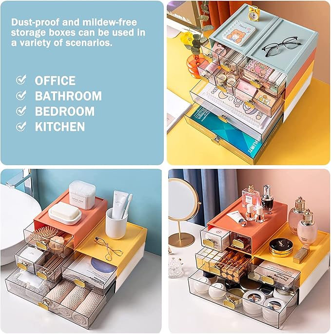 2PACK Stackable Desktop Storage Organizer Plastic Desk Organizer - Image 7