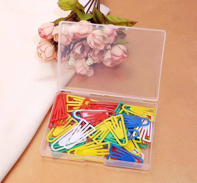 Tupalizy 50PCS Plastic Paper Clips Bookmarks Smooth Colored Paperclip Clamp - Image 3