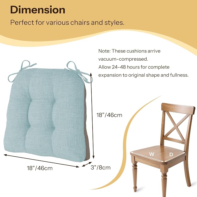 Non Slip Chair Cushions for Dining Chairs Set of 4 Kitchen Chair Cushions - Image 2