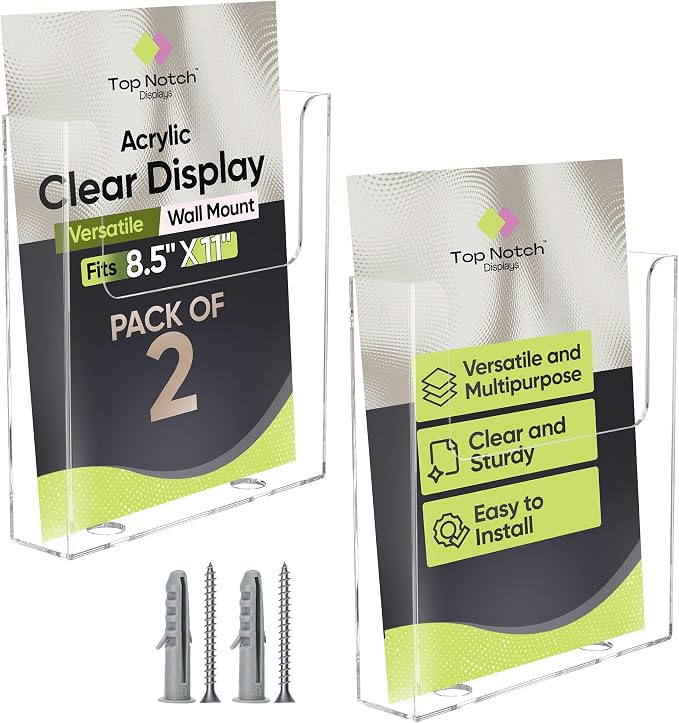 Acrylic Brochure Holder for Wall Mounting, Literature Holder for Magazines by TopNotchDisplays