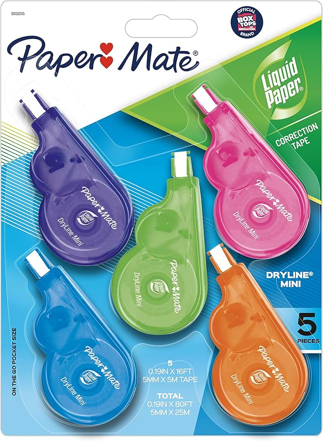 Paper Mate Liquid Paper DryLine Mini Correction Tapes, Teacher Supplies by Unknown