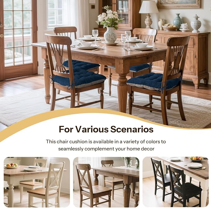 Non Slip Chair Cushions for Dining Chairs Set of 4 Kitchen Chair Cushions - Image 5