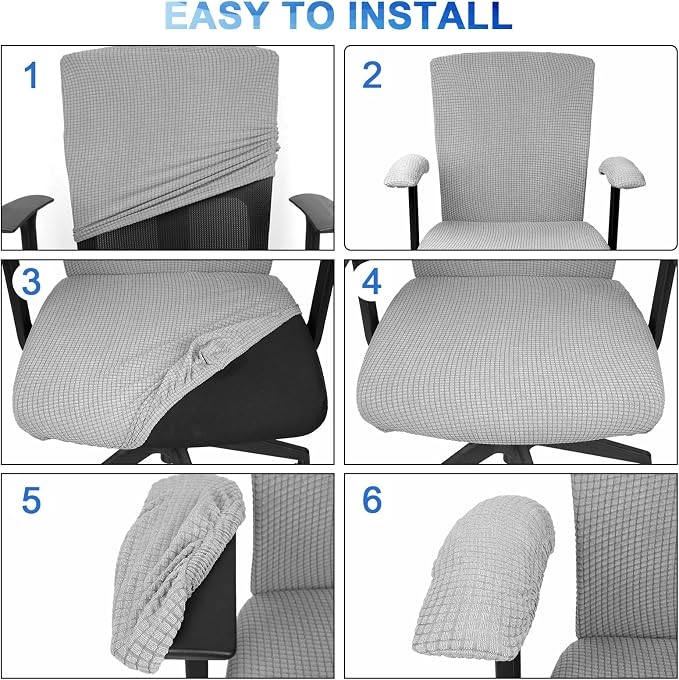 Tallew 8 Pcs Office Chair Covers Set Computer Universal Protective Stretchable - Image 5