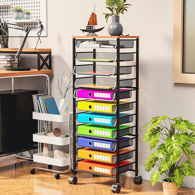 Simple Trending 12-Tier Rolling File Cart, Desk File Organizer - Image 2