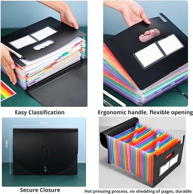 25 Pockets Accordion File Organizer Desktop Expanding File Folders - Image 2