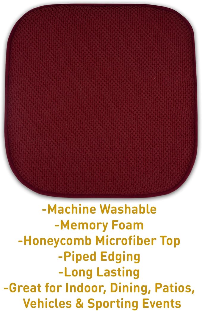 Sweet Home Collection Cushion Memory Foam Chair Pads Honeycomb Nonslip Back - Image 3