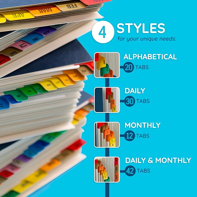 Blue Summit Expanding 1-31 Desk File Sorter, 31 Day Accordion File Organizer - Image 6