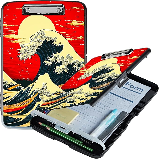 Red Sky Waves A4 Clipboard by Unknown