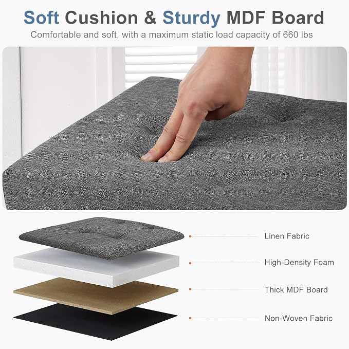 DUMOS 30in Storage Ottoman Bench, Storage Chest, End of Bed Foot Rest Stool - Image 5