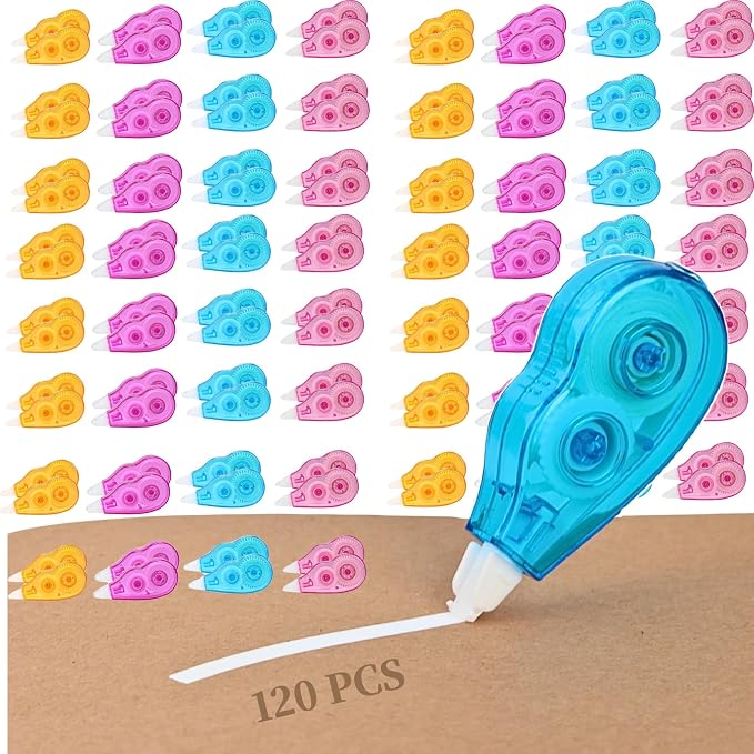 120-Pack Correction Tape, Dry Instant Tear-Resistant and Silent, School Office by WISOPTUS