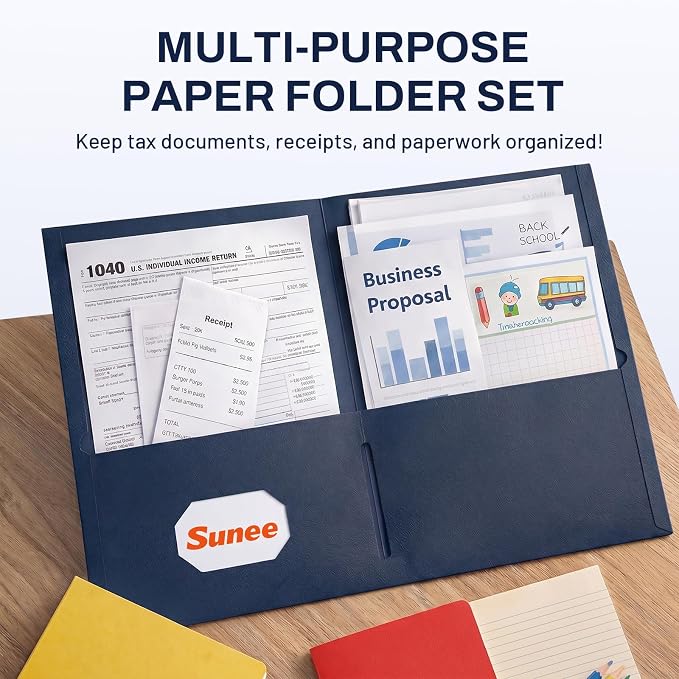 SUNEE Two Pocket Folders, 100 Pack File Folders - Image 2