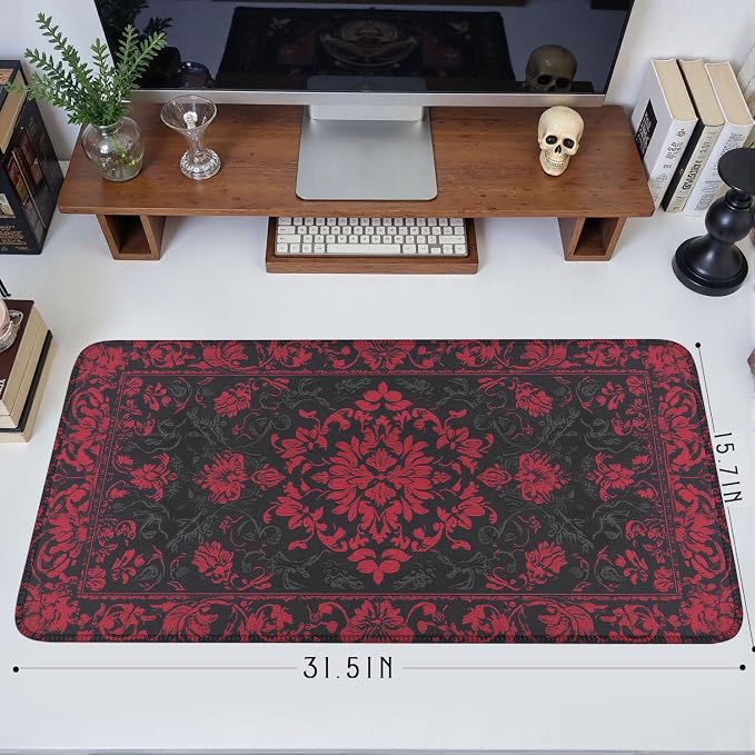 Victorian Gothic Floral Desk Mat Black Red Baroque Desk Pad Dark Academia XXL - Image 5