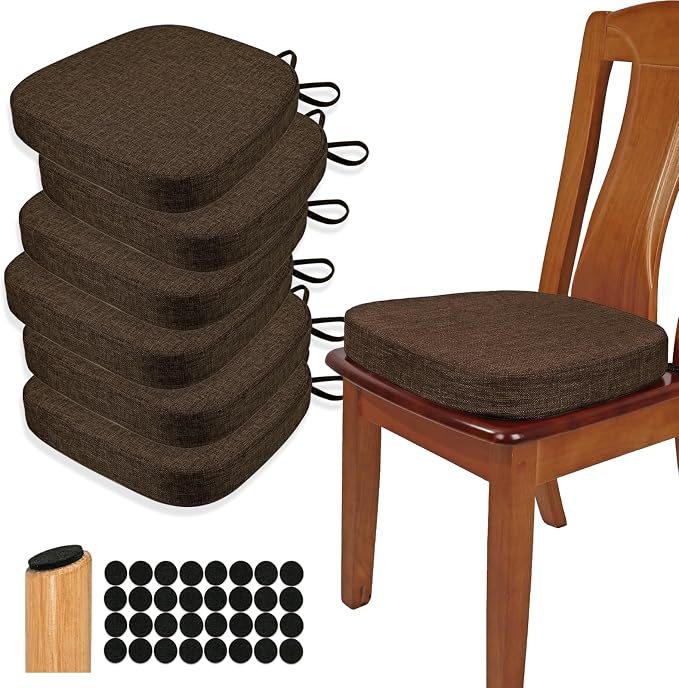 BUYUE Thickened 2.5" Dining Chair Cushions Set of 6, U-Shape High Density Foam by BUYUE