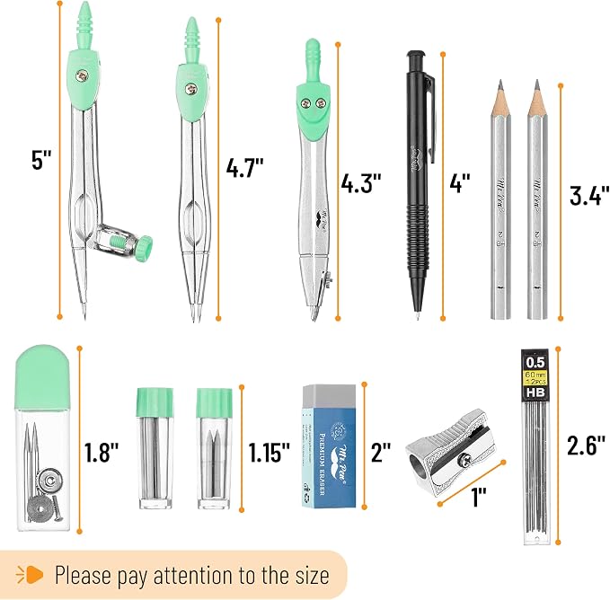 Mr. Pen- Geometry Set, 6 Inch Swing Arm Protractor, Divider | Set Squares - Image 3