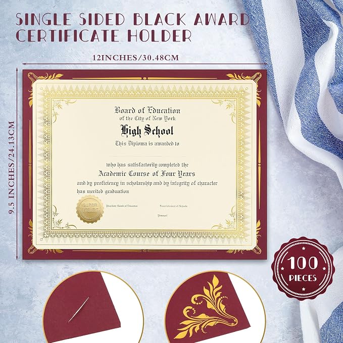 Fainne 100 Sets Certificate Paper Kit Single Sided Awards Holder - Image 2