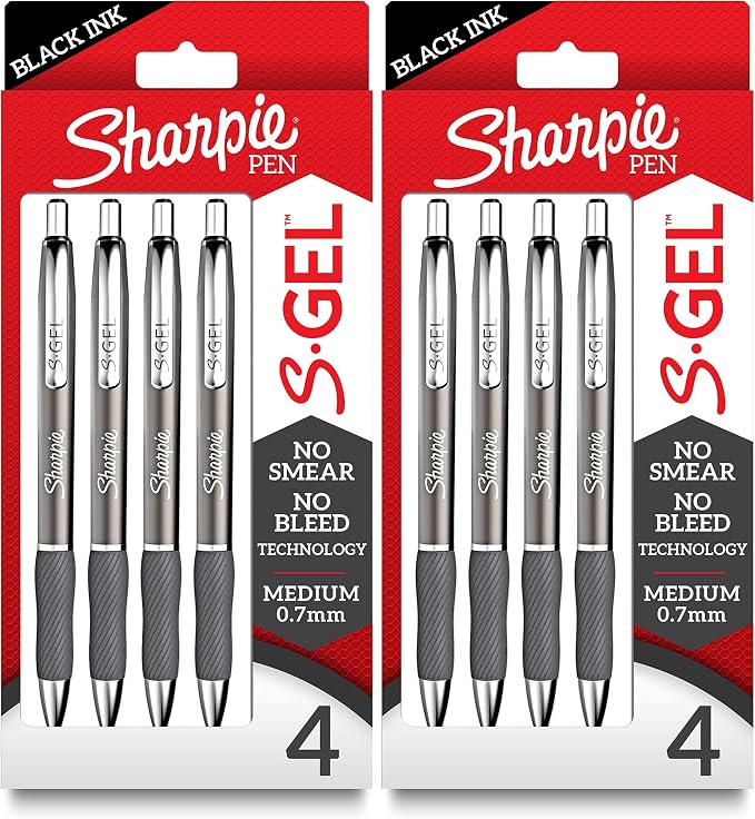 Sharpie S-Gel Gel Pens Sleek Metal Barrel Gunmetal Medium Point Black Ink by Unknown