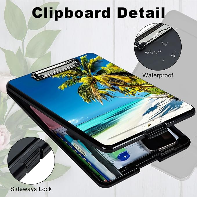 Blue Beach Palm Tree A4 Clipboard - Image 3