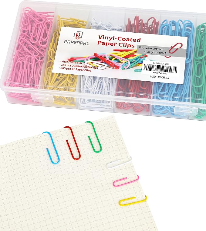PAPERPAL Paper Clips, 2 in & 1-2/7 in, school and personal use; 180 jumbo by PAPERPALDirect