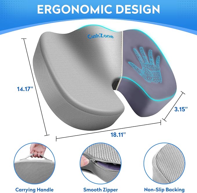 CushZone Seat Cushion, Office Chair Cushions, Car Seat Cushion, Non-Slip - Image 2