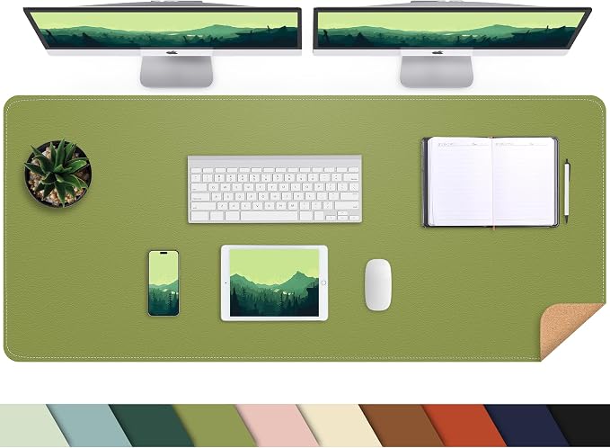 AFIING Cork Desk Mat 47" x 23.6", Dual-Sided Natural Cork & PU Leather Desk Pad by AFIING