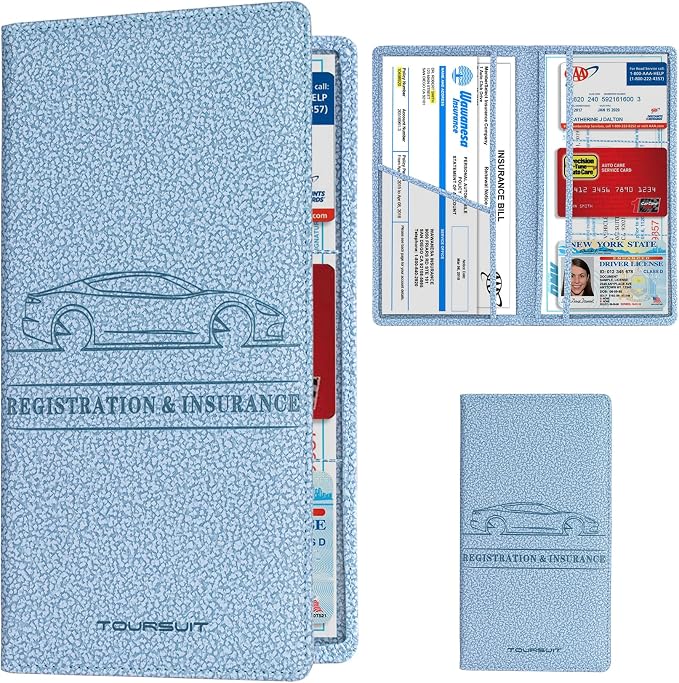 TOURSUIT Car Registration and Insurance Card Holder, Vehicle License Document by TOURSUIT